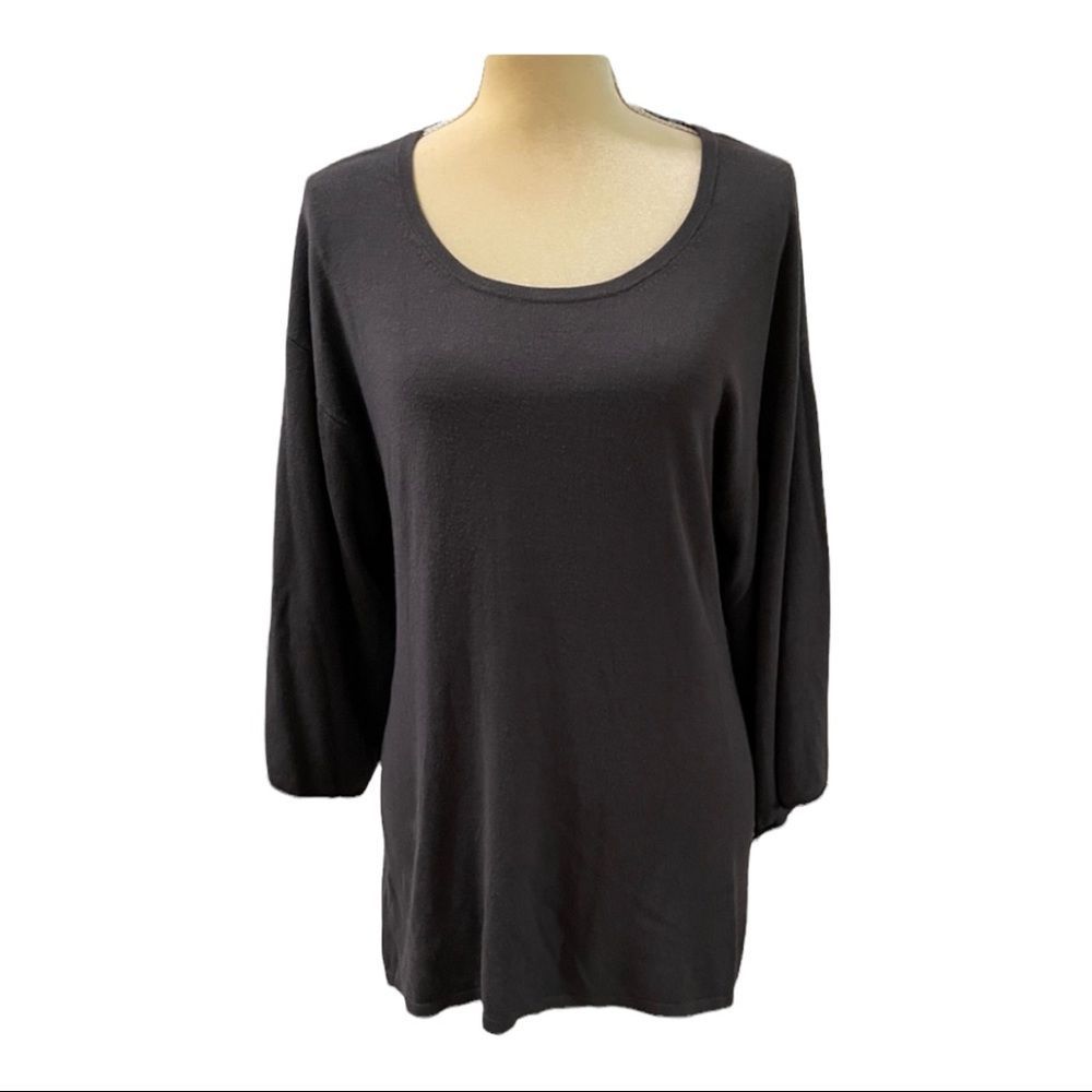 Soft Surroundings Gray Tunic‎ Style Sweater With Kimono Sleeves